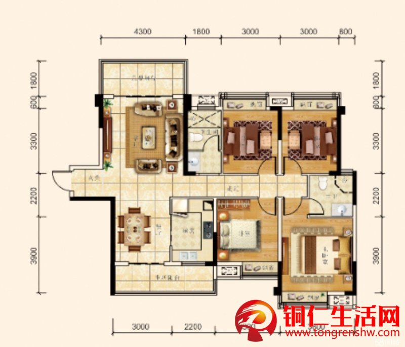 萬潤溫泉新城4室2廳2衛(wèi)